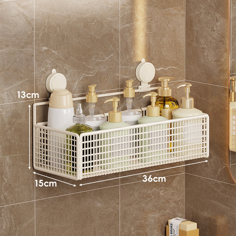 Suction Cup Storage Rack, Kitchen Bathroom No-drill Wall-mounted Storage Box, Basin Rack