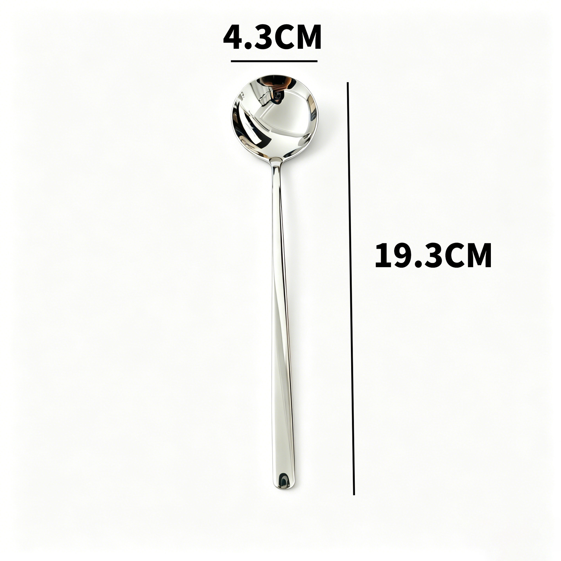 304 Stainless Steel Round Head Spoon Long Handle Ding Dang Spoon Restaurant Household Dessert Stirring Individually Wrapped