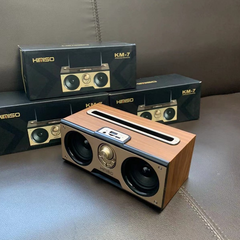 New KM-7 Wooden Wireless Bluetooth Speaker Portable Outdoor Radio Card Insert Bluetooth Audio