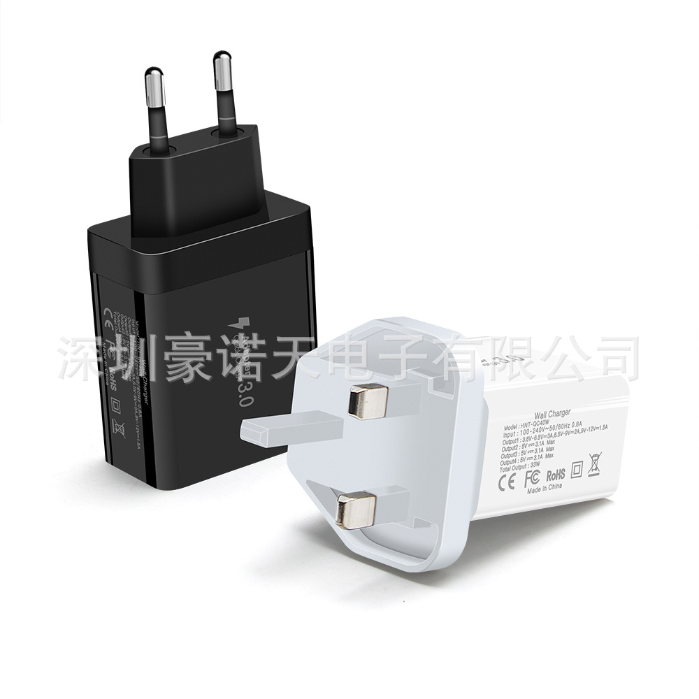 4 USB Smart Multi-Port Charger QC3.0 Charger 5V3A Phone Fast Charging Head EU US UK 9V2A