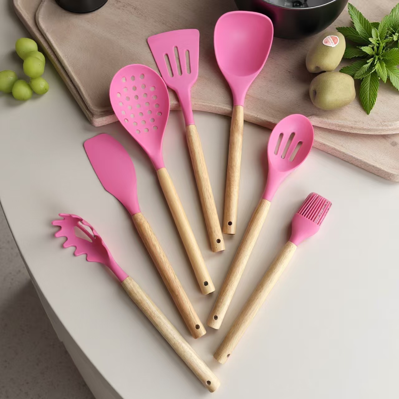 Knife holder knife set silicone 21-piece non-stick multifunctional kitchen utensil vertical rotating base silicone set