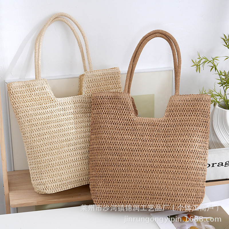 New handbag, beach bag, handmade straw bag, seaside vacation, large capacity shoulder bag, tote bag
