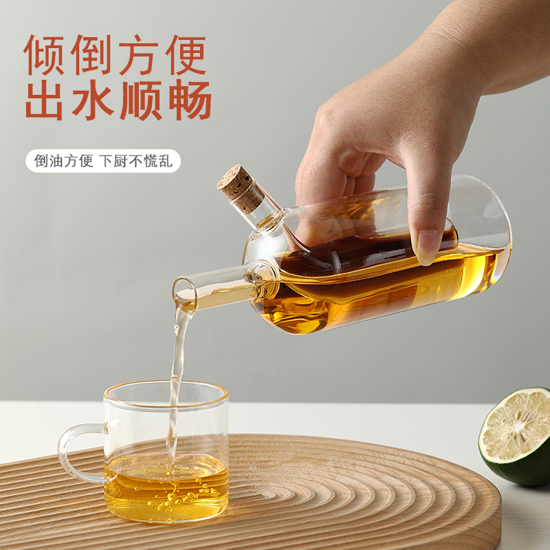 High borosilicate glass seasoning bottle, household kitchen soy sauce vinegar dual-use seasoning bottle, two-in-one sealed oil bottle