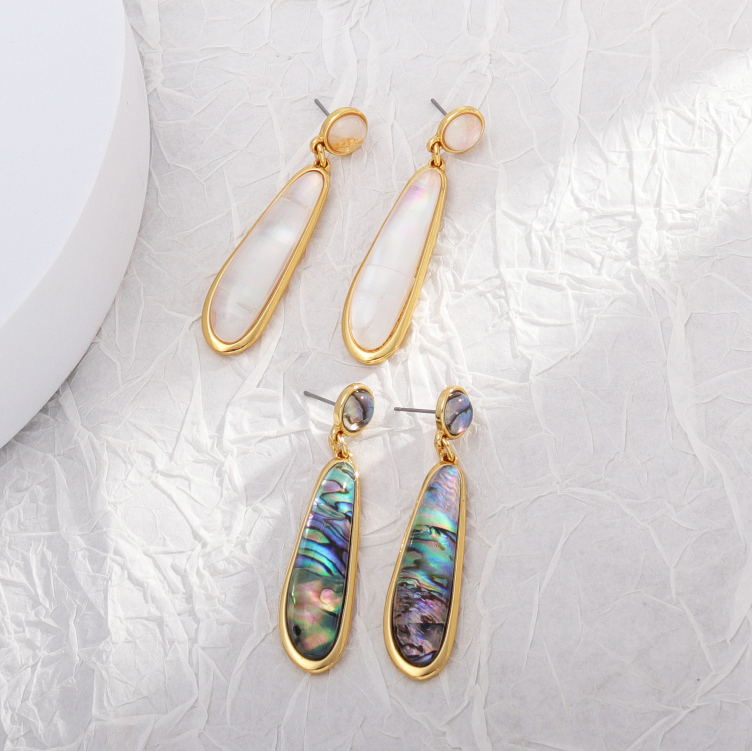 Wind Accessories Design Development Abalone Shell Long Texture Earrings Women