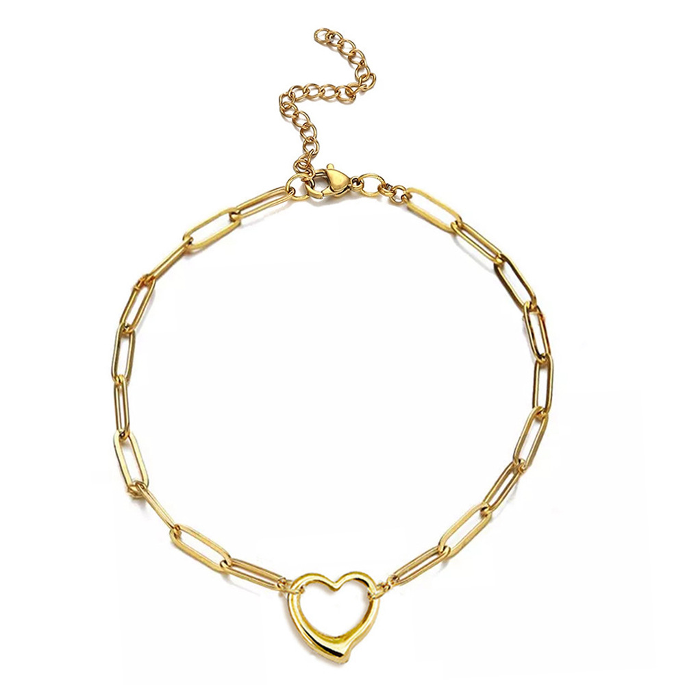 Japanese and Korean stainless steel paperclip heart pendant charm bracelet