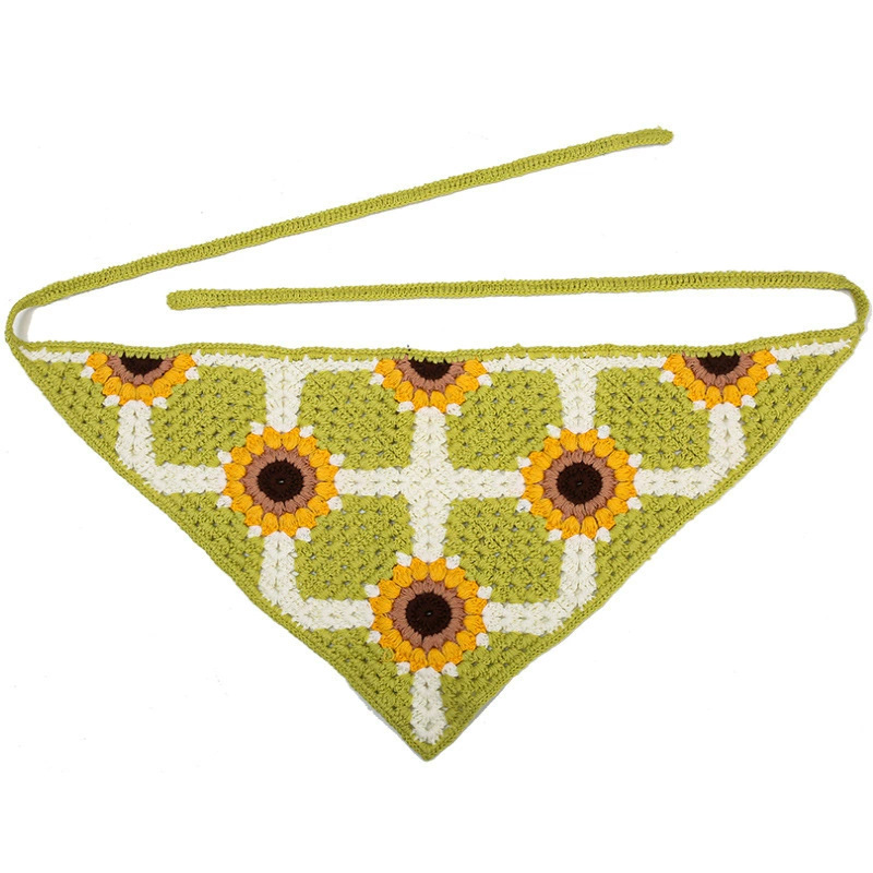 Kenjie headband hand-woven daisy triangle headband hair accessory for women with floral and fruit motifs