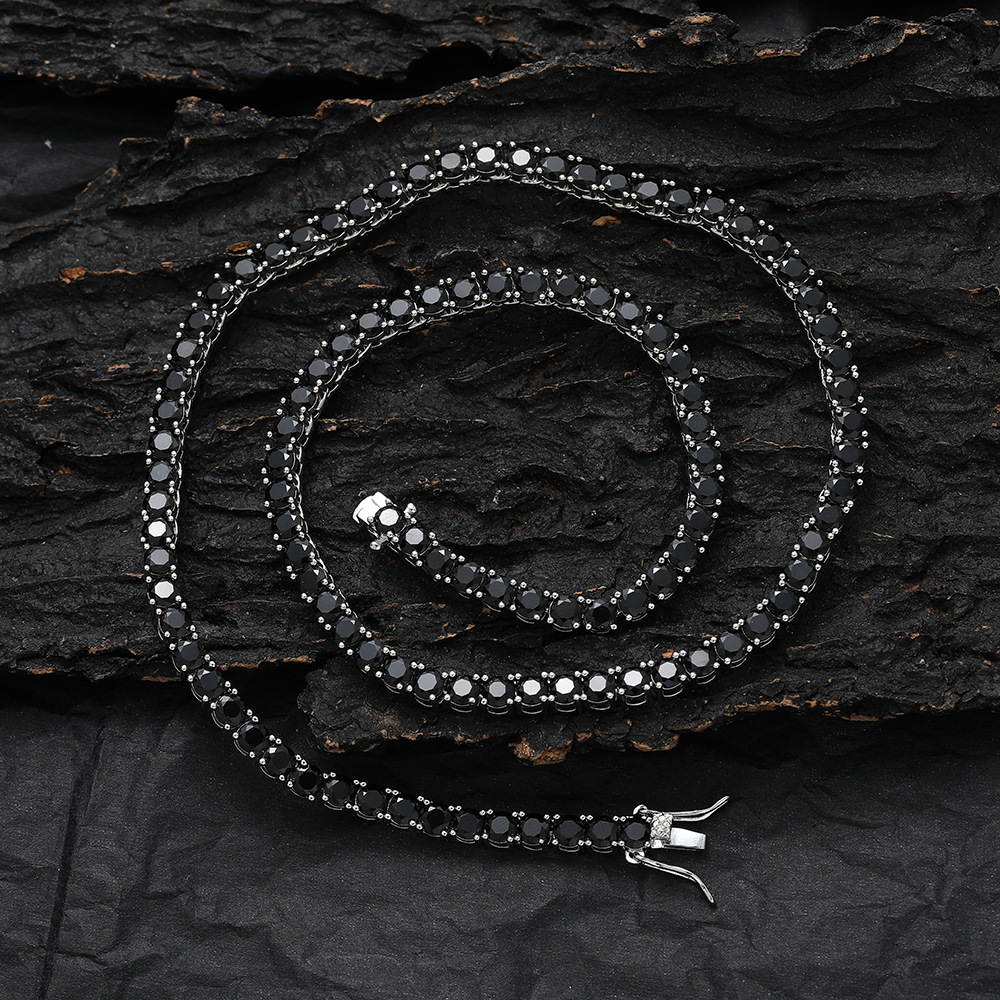 3mm 4mm 5mm black tennis chain Tennis Chain copper set zircon hip-hop single row chain