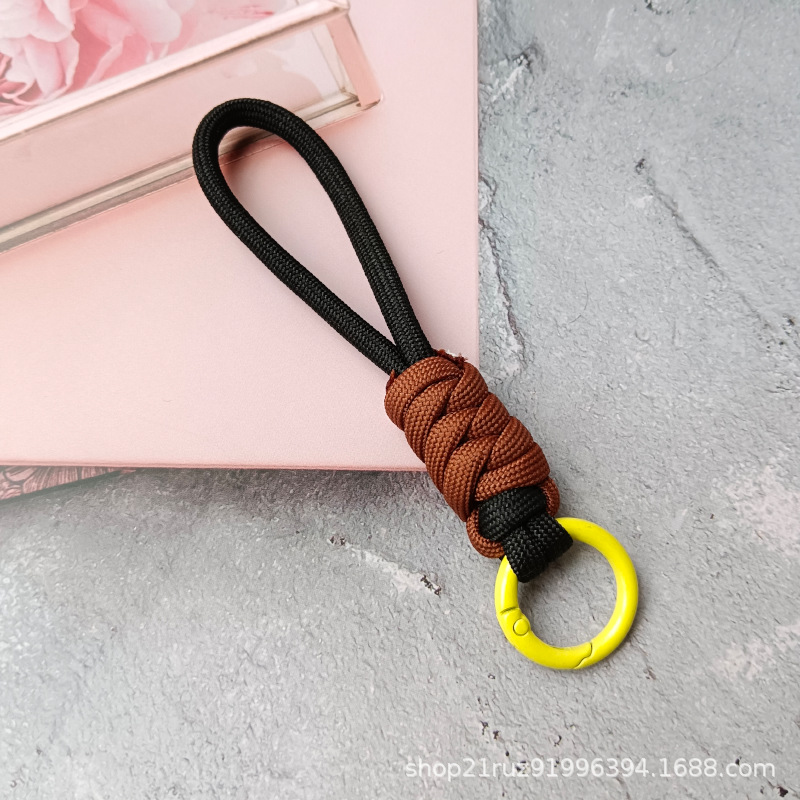 Color-block knot short woven phone lanyard keychain detachable anti-loss hanging rope 12CM