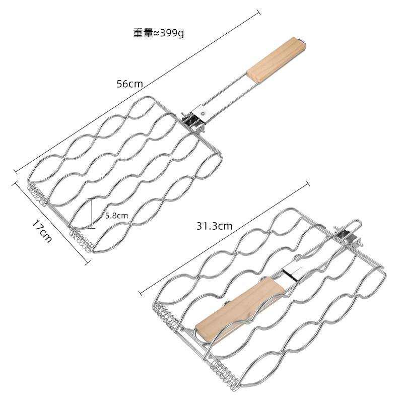 Grilled corn rack, foldable outdoor BBQ corn net clip, multifunctional grill net, portable grilled corn clip