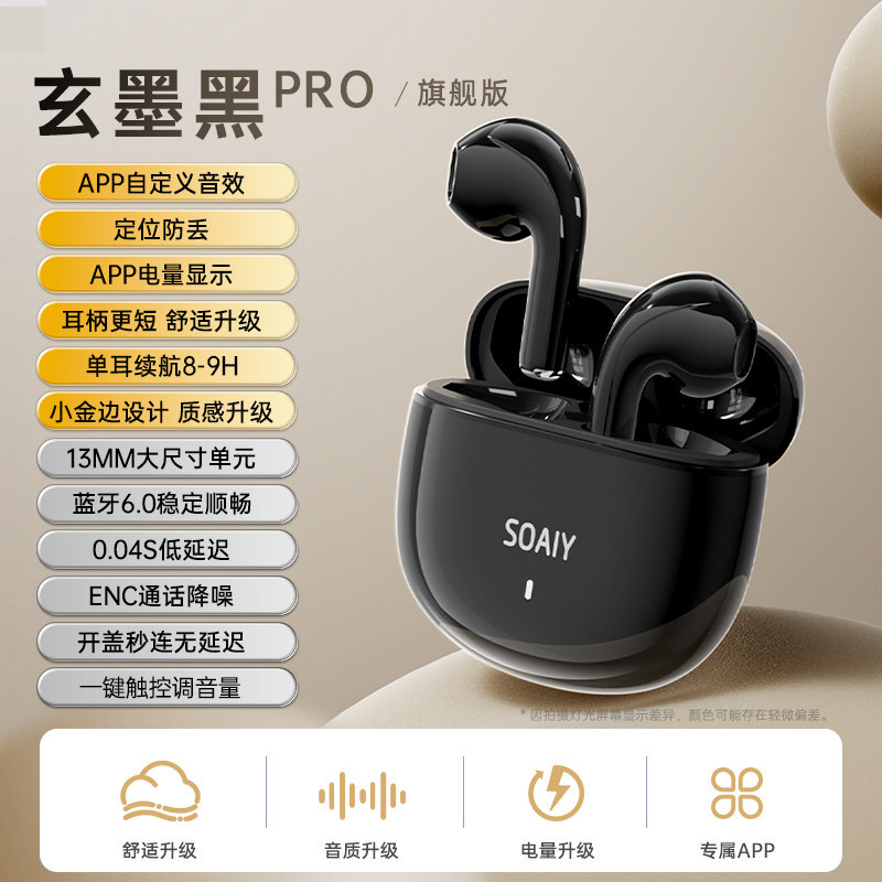 Soai SR10 Bluetooth Earphones New Listening Sports Wireless Ultra-long Battery Life Special Official Female Semi-in-ear