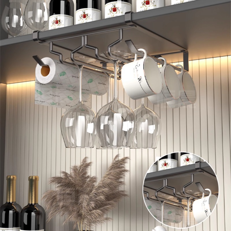 Red wine glass rack no-drill inverted rack goblet rack cabinet hanging rack home decoration storage