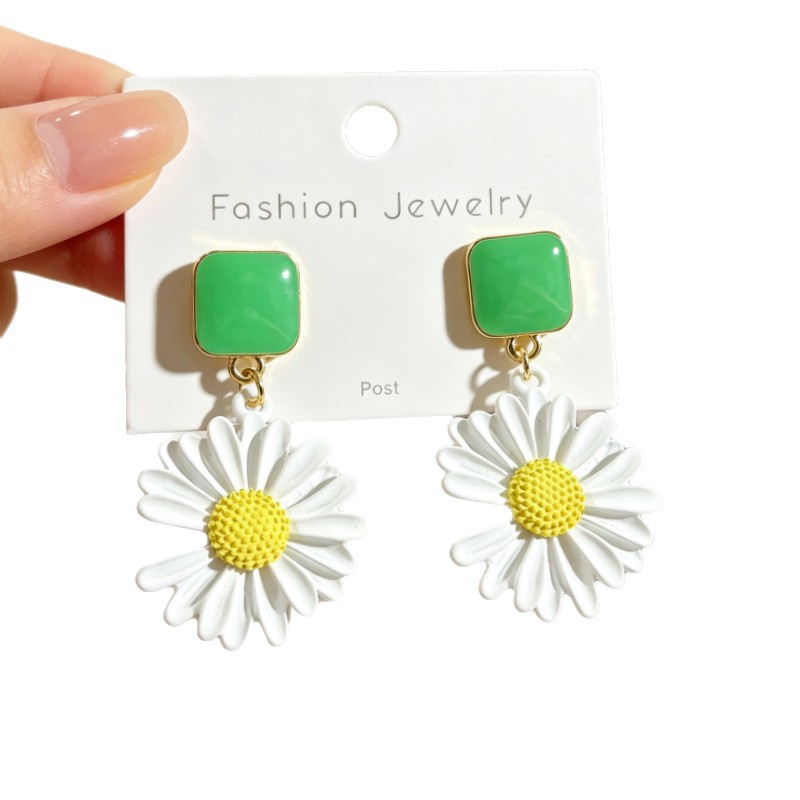Drip glaze sunflower daisy earrings women ear accessories ear drop