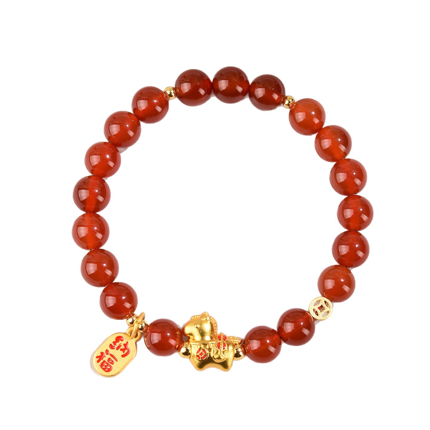 Han Jie Natural Red Agate 2026 Horse Year Zodiac Red Bracelet for Women