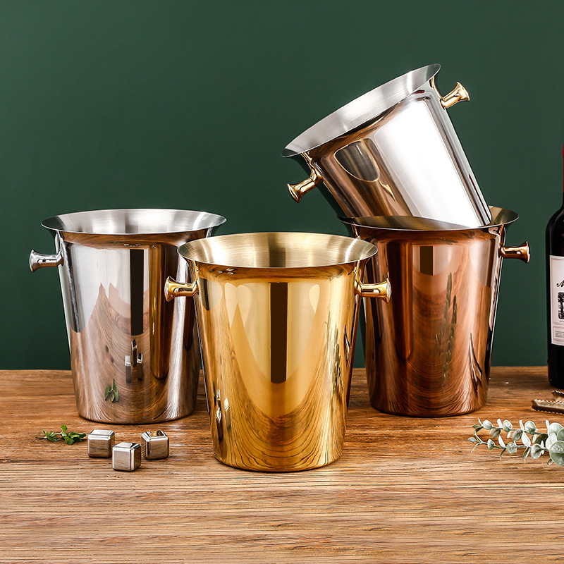 Stainless steel European-style ice bucket bar party KTV champagne bucket ice bucket red wine bucket ice bucket stand