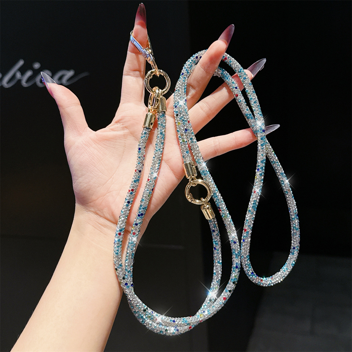 3-in-1 Rhinestone Crossbody Lanyard Luxury Full Diamond Strong Anti-loss Detachable Necklace Hand Chain Anti-loss