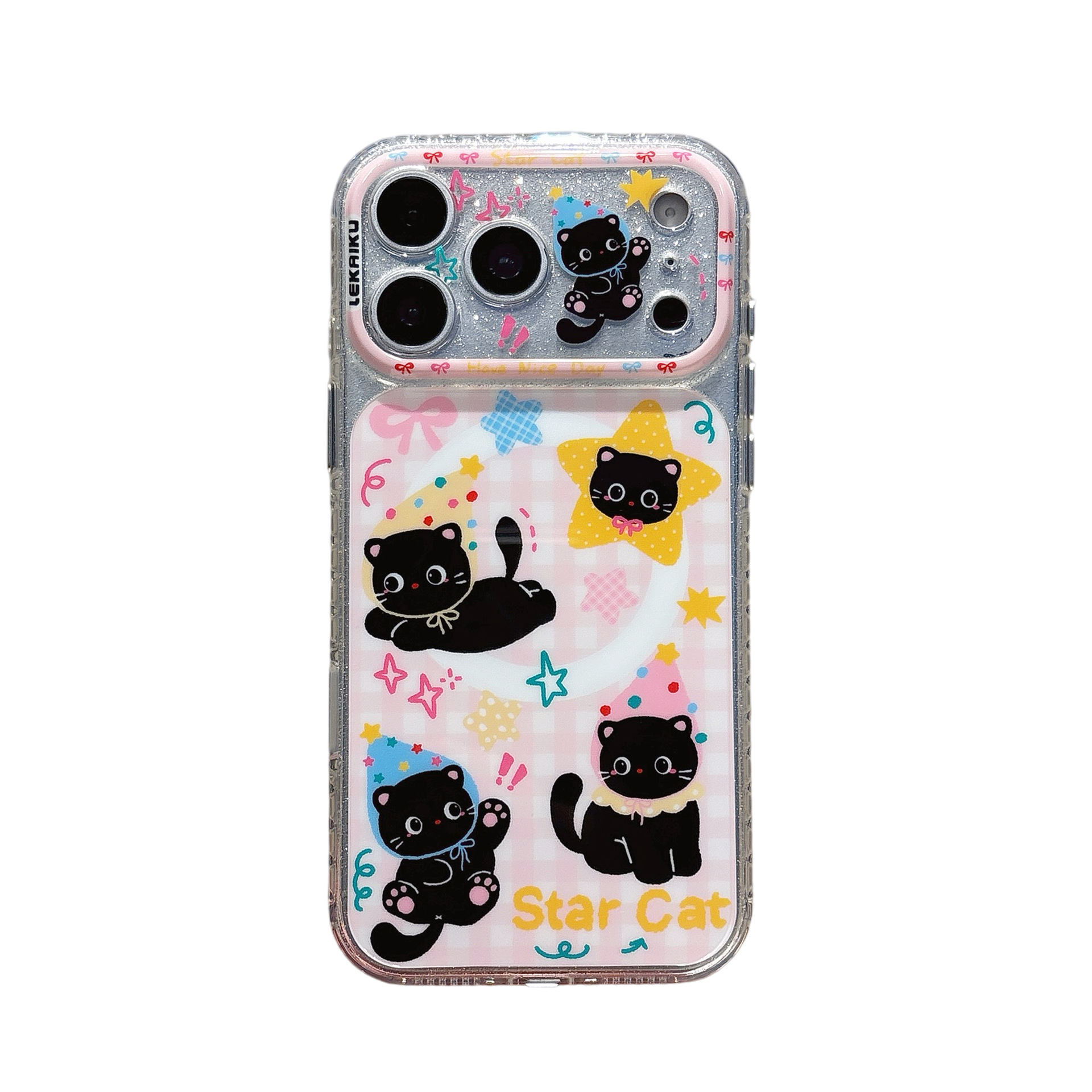 For iPhone 17 Pro Max Cartoon Graffiti AI Magnetic Phone Case Apple 16 Tulip Four-Leaf Clover Floral