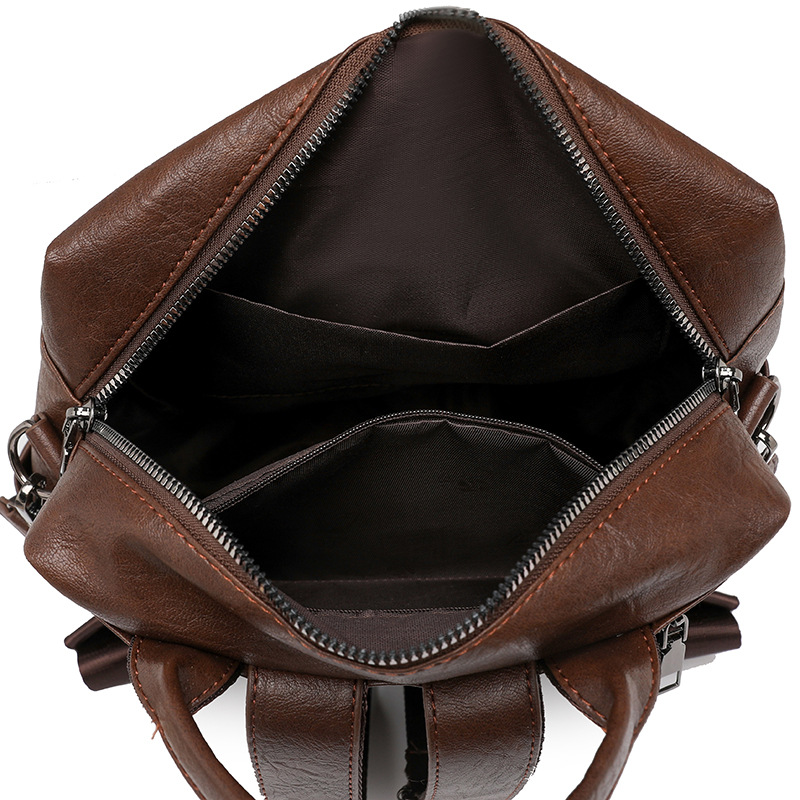 2025 new women's double-shoulder bag soft leather tassel multifunctional travel backpack