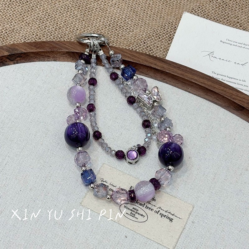 【Purple Sweetheart】Sparkling Purple Heart Tassel Phone Chain Bag Pendant Decoration
