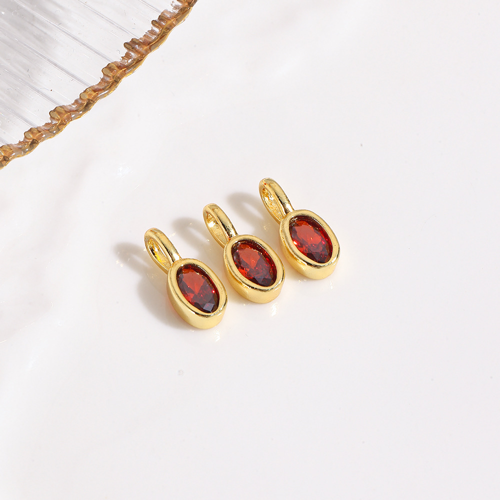 Fresh sweet geometric colored oval zircon small pendant, bracelet necklace DIY jewelry pendant accessories production