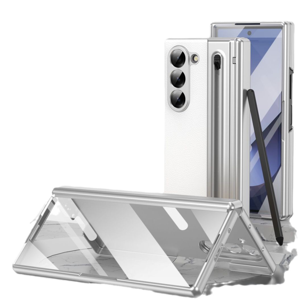For Samsung Z Fold8 Ultra Phone Case Spring Pen Slot With Stylus Case Film Electroplated Leather Protection