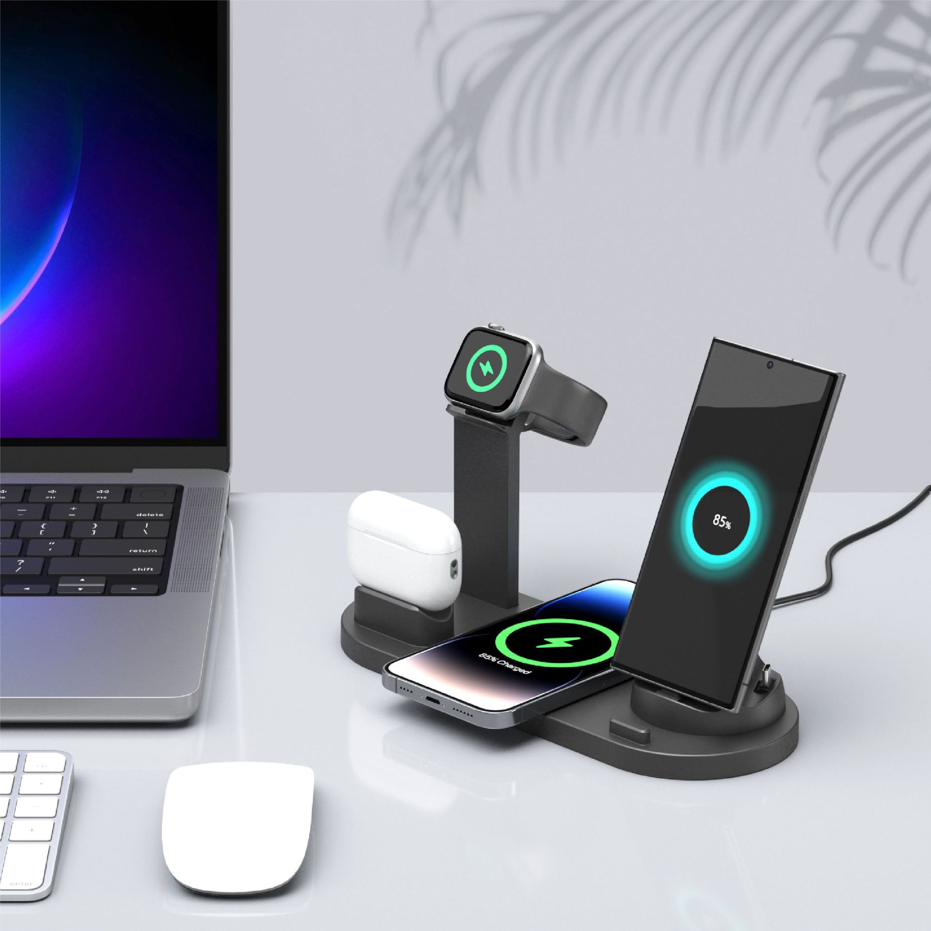 Multifunctional 6-in-1 Wireless Charger for Apple Phone Earphone Hand