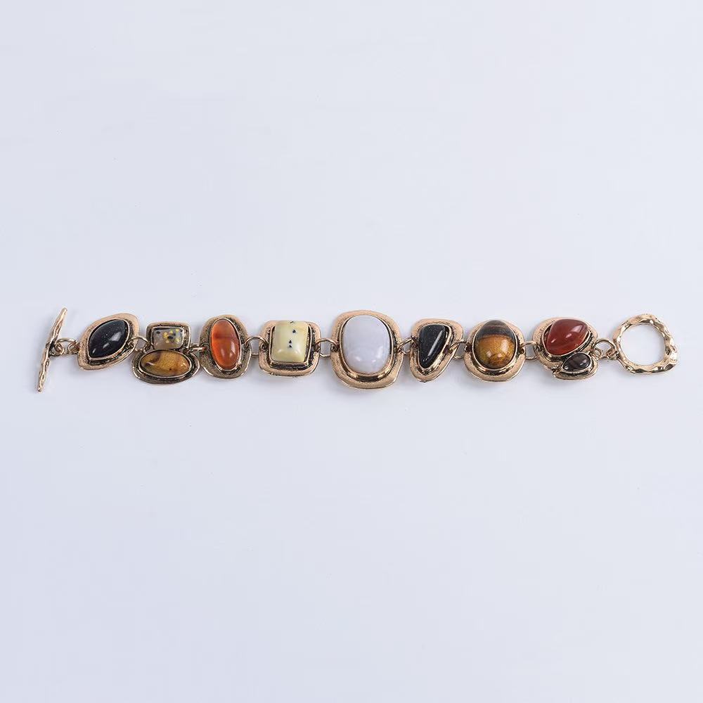 Exquisite Necklace Bracelet Set Plain Ring Stone Beads Collarbone Chain