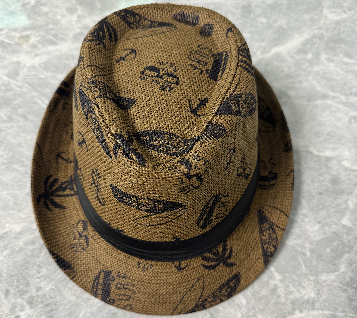 Hat Men's 2021 Summer Linen Paper Straw Breathable and Refreshing Small Fedora Construction Site Sun Hat