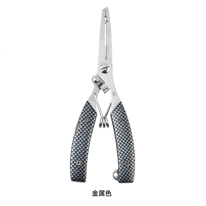 Stainless Steel Fishing Pliers Textured Fishing Pliers Outdoor Camping Portable Fishing Tool Line Scissors