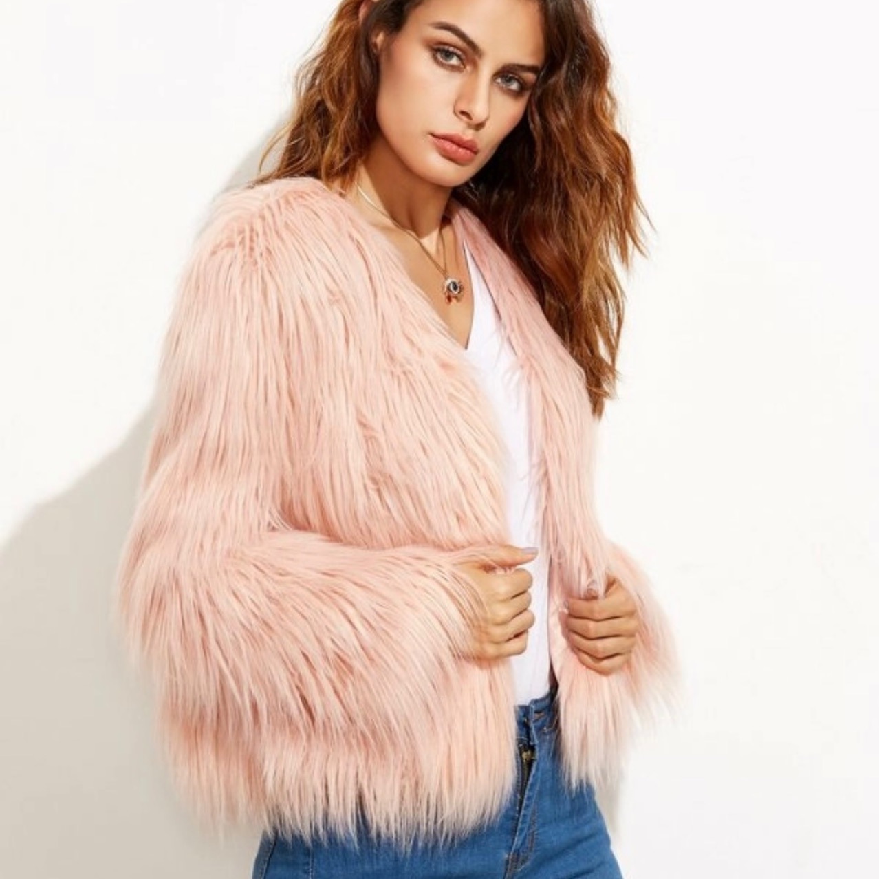 Plus size faux fur coat jacket faux fur Haining faux fur style