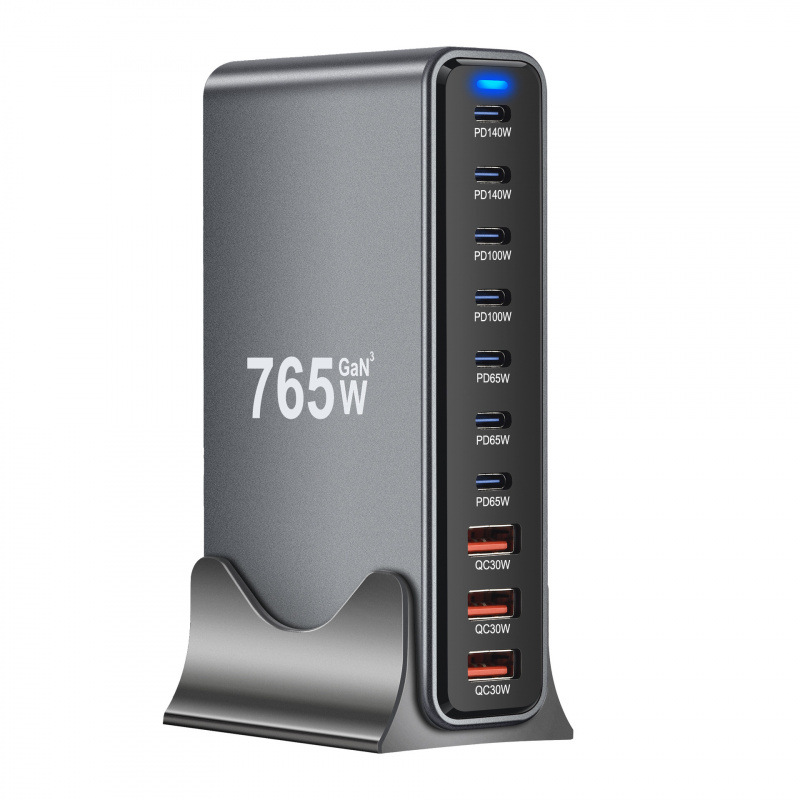 800W GaN PD Fast Charger 765W Multi-Function PD Desktop Charger 730W New 10-Port Charger