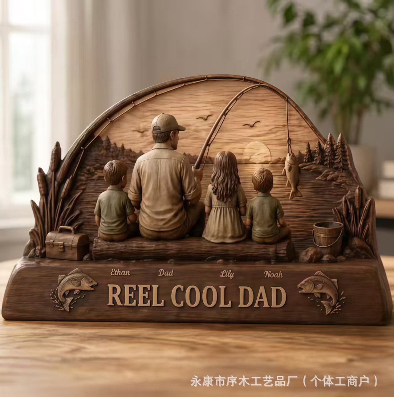 Wooden Family Theme Craft Ornament Multi-Scene Halloween Home Decoration Craft