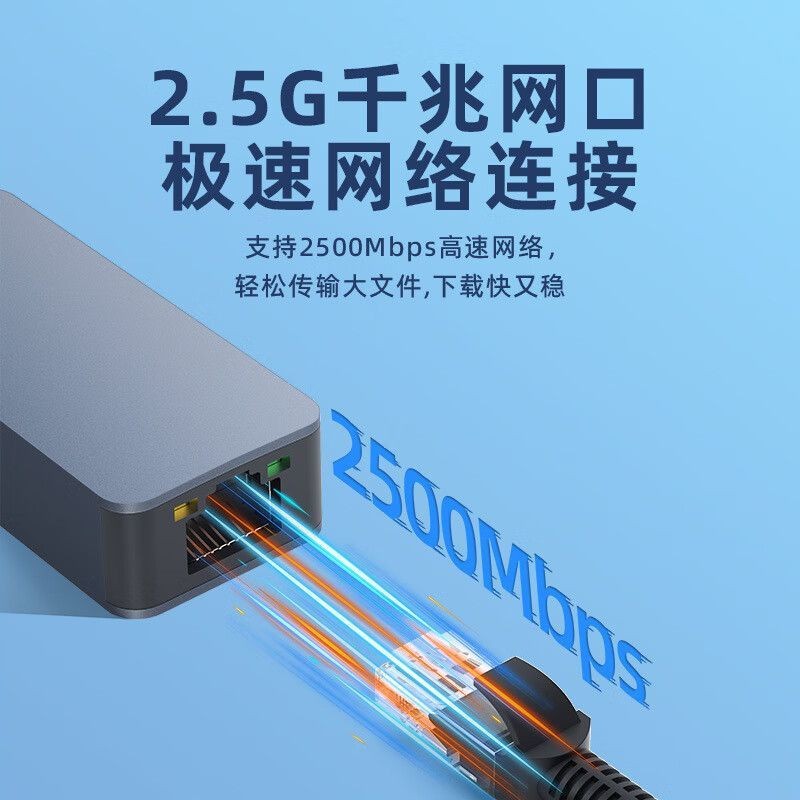 2.5G Gigabit Ethernet USB/Type-C to Ethernet Port Computer Phone Tablet Wired Network Card Universal