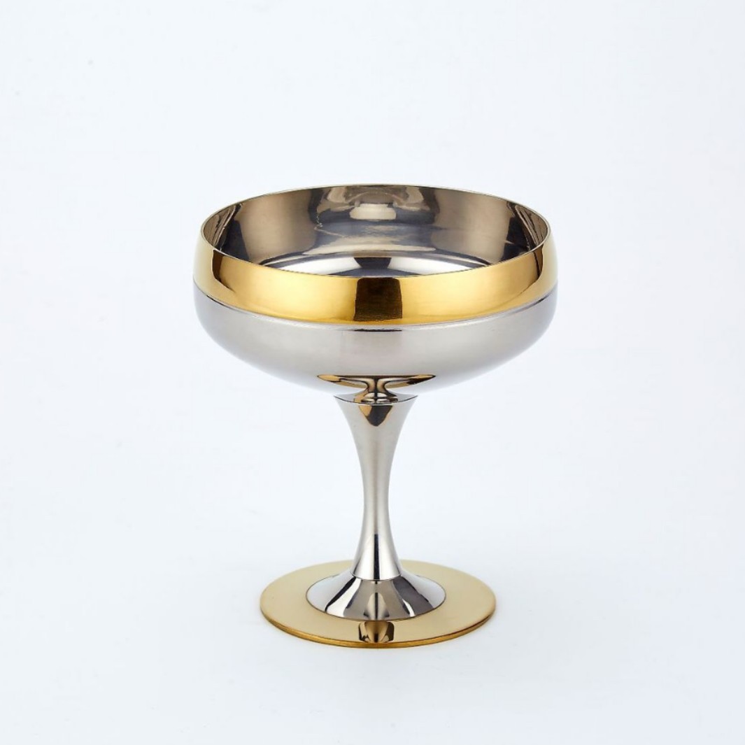 304 Stainless Steel Gold Rim Wine Glass Set Bar Cocktail Plate Bowl Restaurant Home Kitchen Supplies