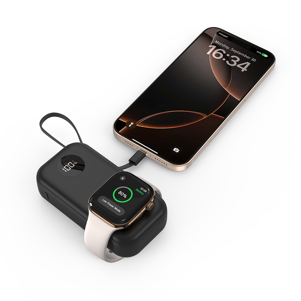 With digital display 3C certified 10000mAh power bank compatible with Apple Samsung Huawei watch 5W charging bank