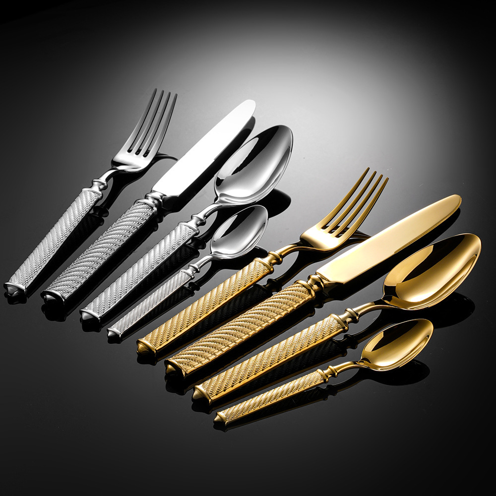 304 stainless steel Roman rope knife fork spoon hotel Western tableware knife fork hotel cutlery steak knife fork spoon set