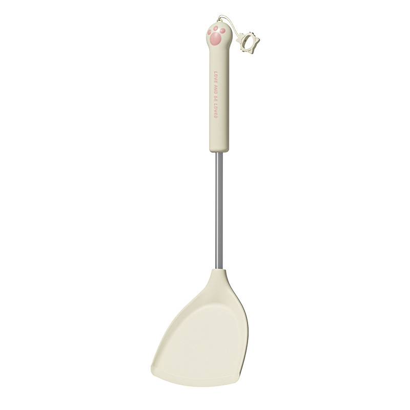 Cat paw cute style silicone kitchen utensil five-piece set, spatula, kitchen slotted spoon, rice spoon, non-stick pan silicone spoon