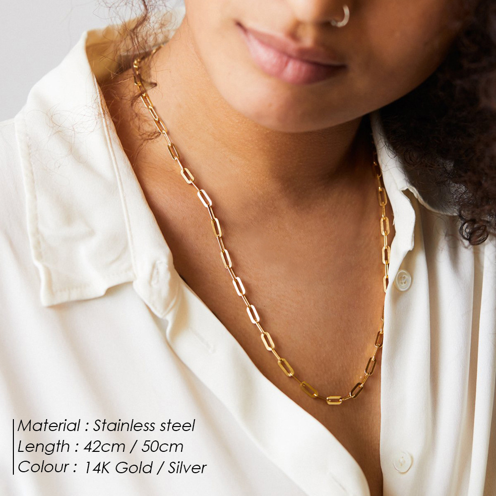 eManco Stainless Steel Necklace Simple Cross Chain Choker New Men Women Gold Plated Necklace Jewelry