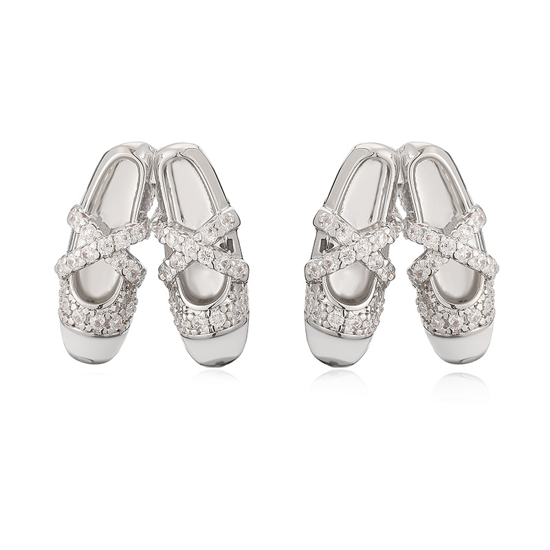 Sweet Colorful Drip Oil Ballet Shoes Necklace and Earrings Layered Jewelry Set
