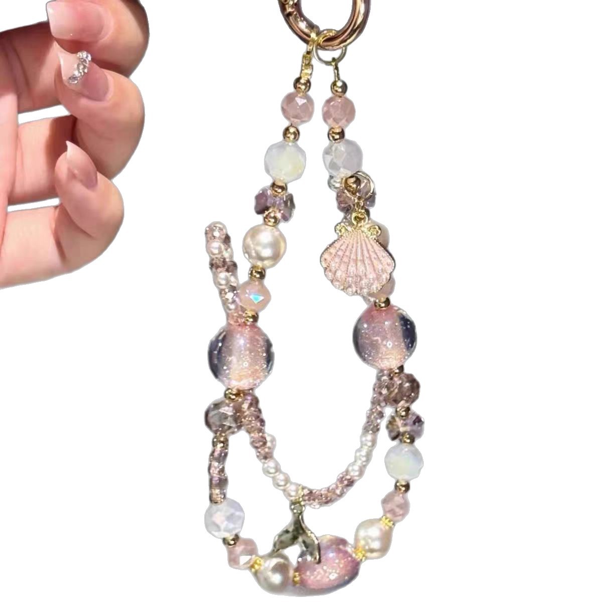 【Pink Star Chain】Summer Shell Bead Phone Chain Lanyard Keychain Bag Pendant