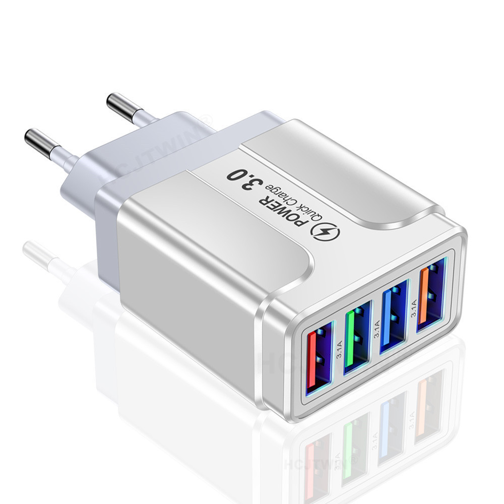 Glowing Multi-Port 3.1A Butterfly 4USB Phone Charger Travel Charger Charging Head US EU UK Charger