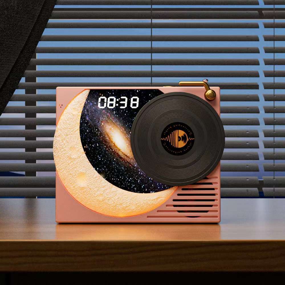 Lan Yue Starry Sky Clock Vinyl Bluetooth Speaker Record Player Gift Radio Audio