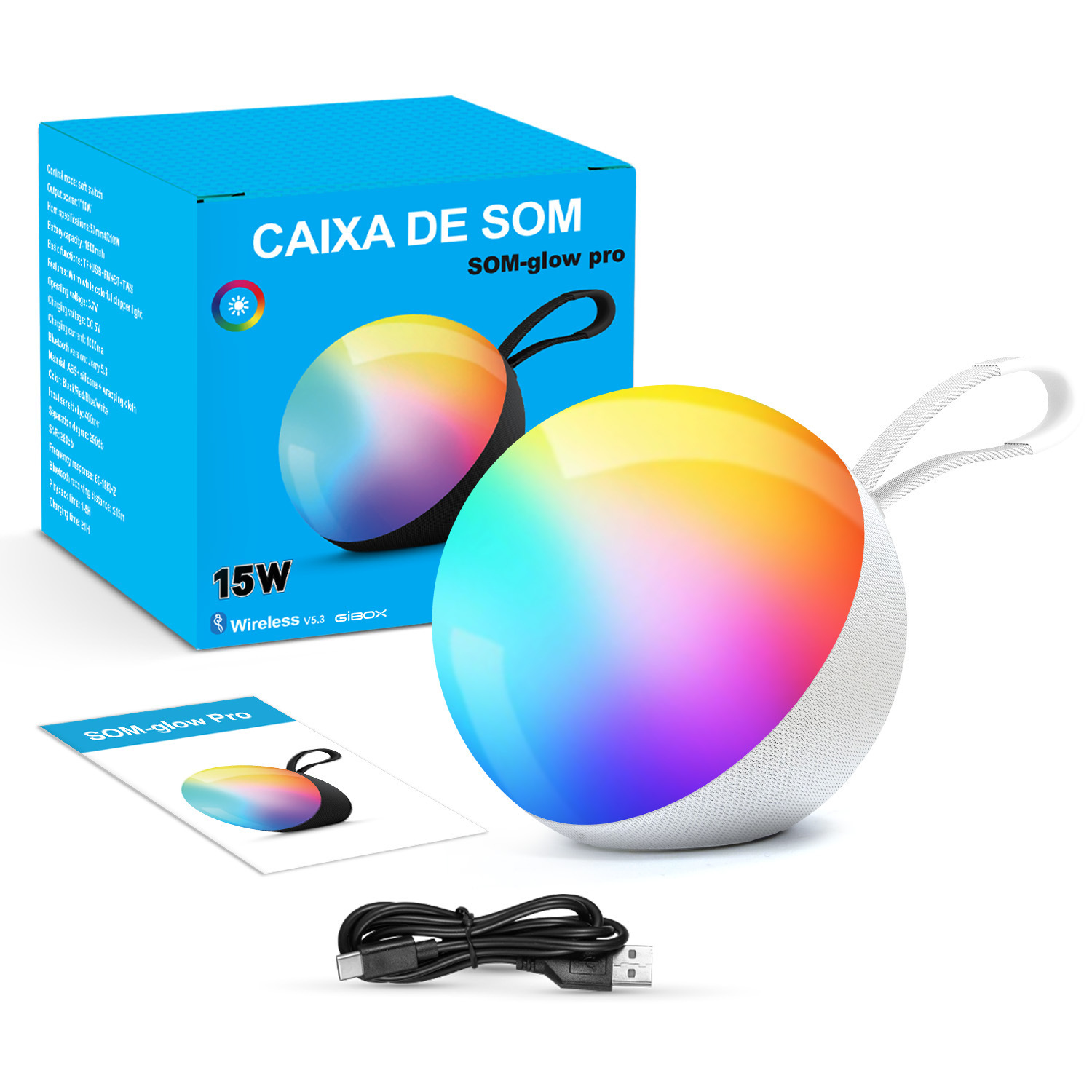 2026 New Spherical Wireless Bluetooth Speaker with Light Fabric Outdoor Desktop Mini Sound