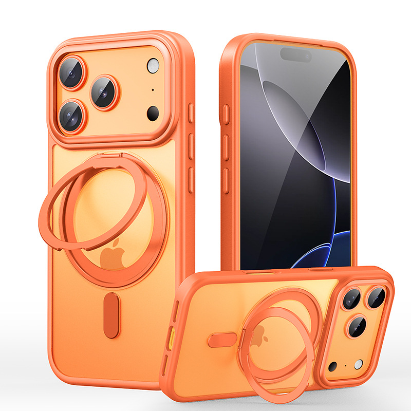 For iPhone 17 Pro Max Phone Case 360 Degree Rotating Fulcrum Metal Bracket Apple 17E/15 Anti-Fall