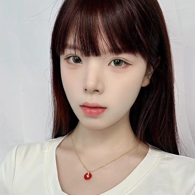 New Lucky Sign Necklace Enamel Ear Studs Niche Collarbone Chain 2024 New