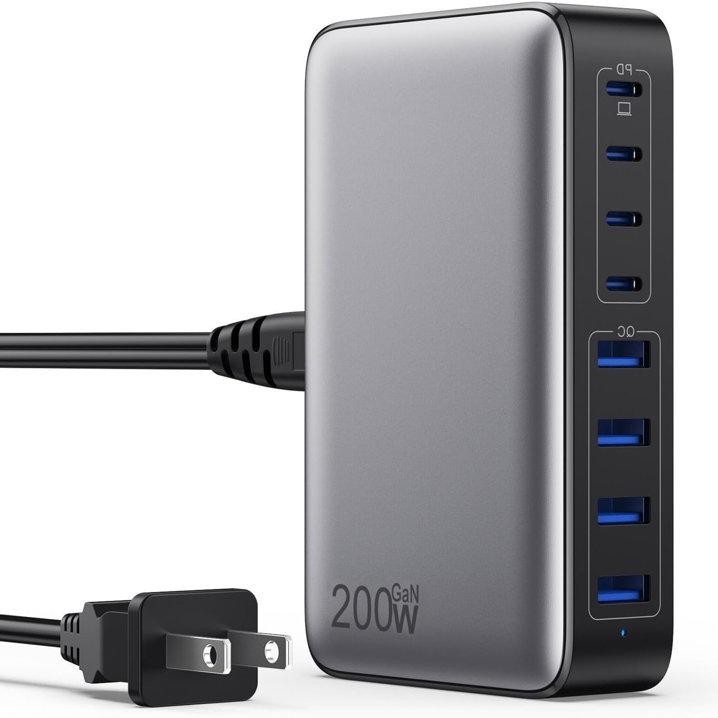 Wow 200W GaN charger desktop multi-port charging station high power phone tablet laptop charging hub
