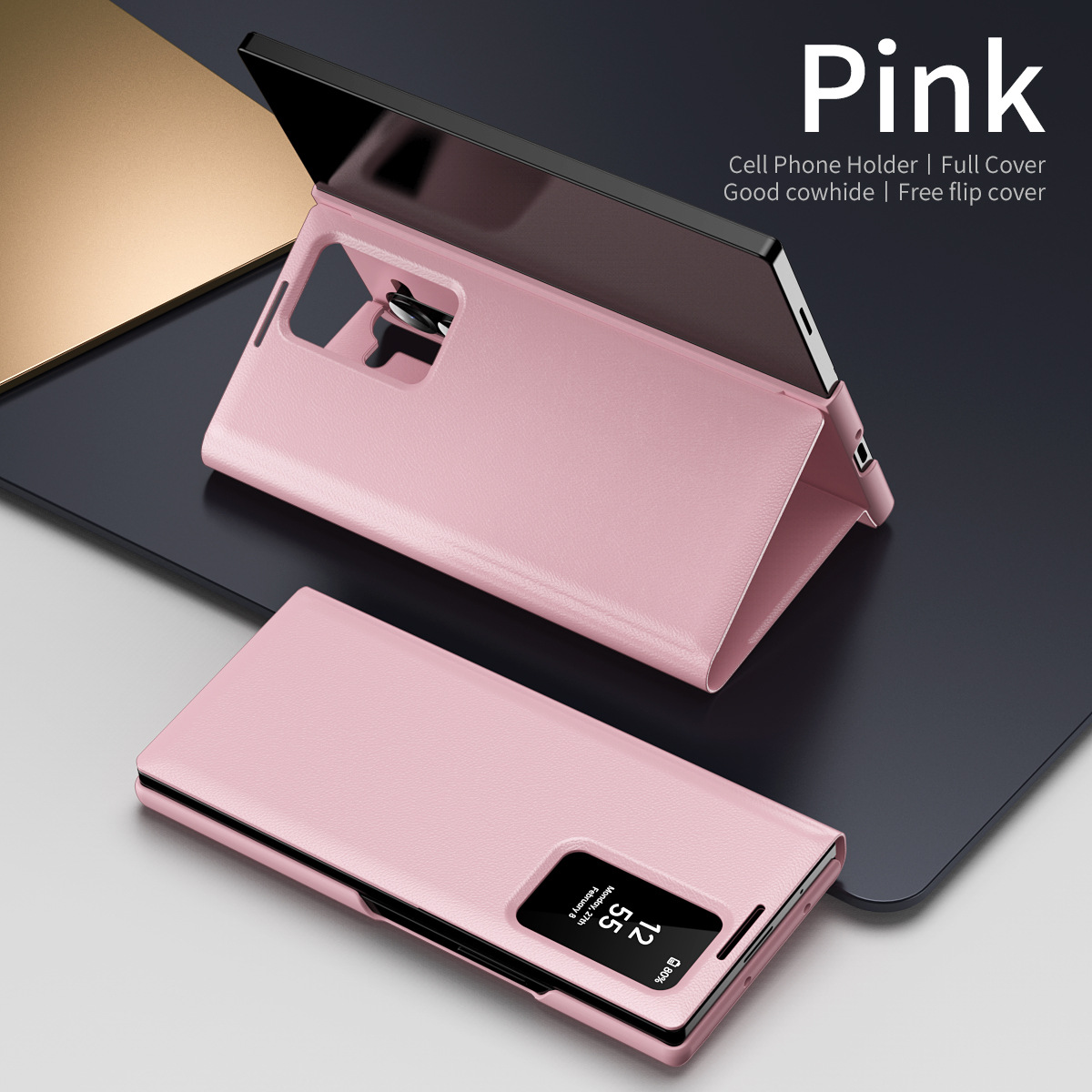 For Samsung Z Fold7/6 Phone Case Smart View Window Card Slot Business Leather Case Flip Cover Bracket Anti-Fall