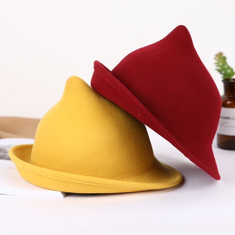 Magic Hat Wizard Hat Felt Hat Halloween Stage Costume Rolled Brim Wool Witch Hat 54-57cm