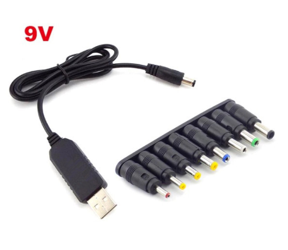 USB power boost cable 5V to DC9V/12V step-up converter cable with 8 DC tips multi-function voltage conversion cable