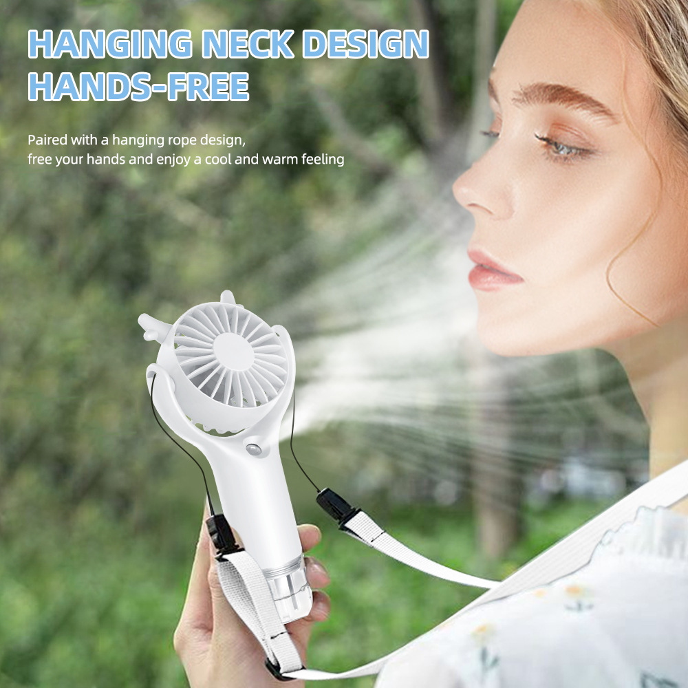 New Spray Fan USB Charging Mini Handheld Fan Humidification Cooling Strong Wind Portable Neck Fan