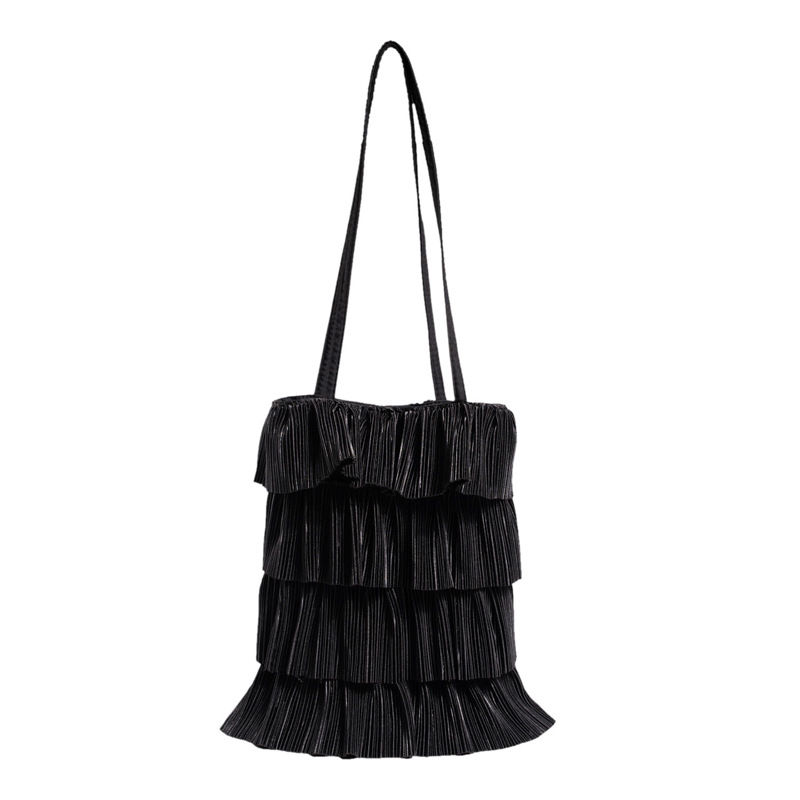 Women's Bag New Pleated Tote Bag Solid Color Tassel Cake Skirt Bag Small Fresh Underarm Shoulder Bag Crossbody